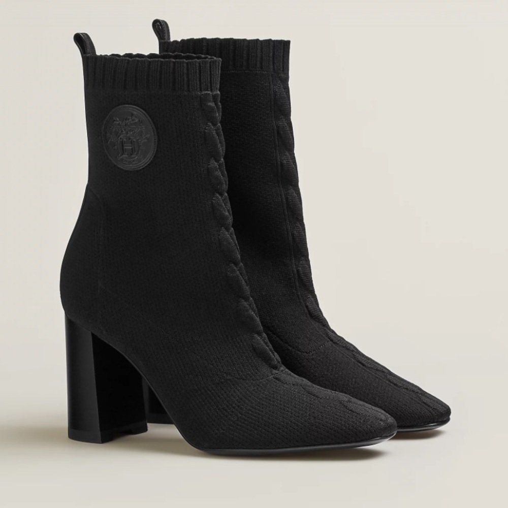 Hermès Volver 90 Black Ankle Sock Boots SZ 40.5